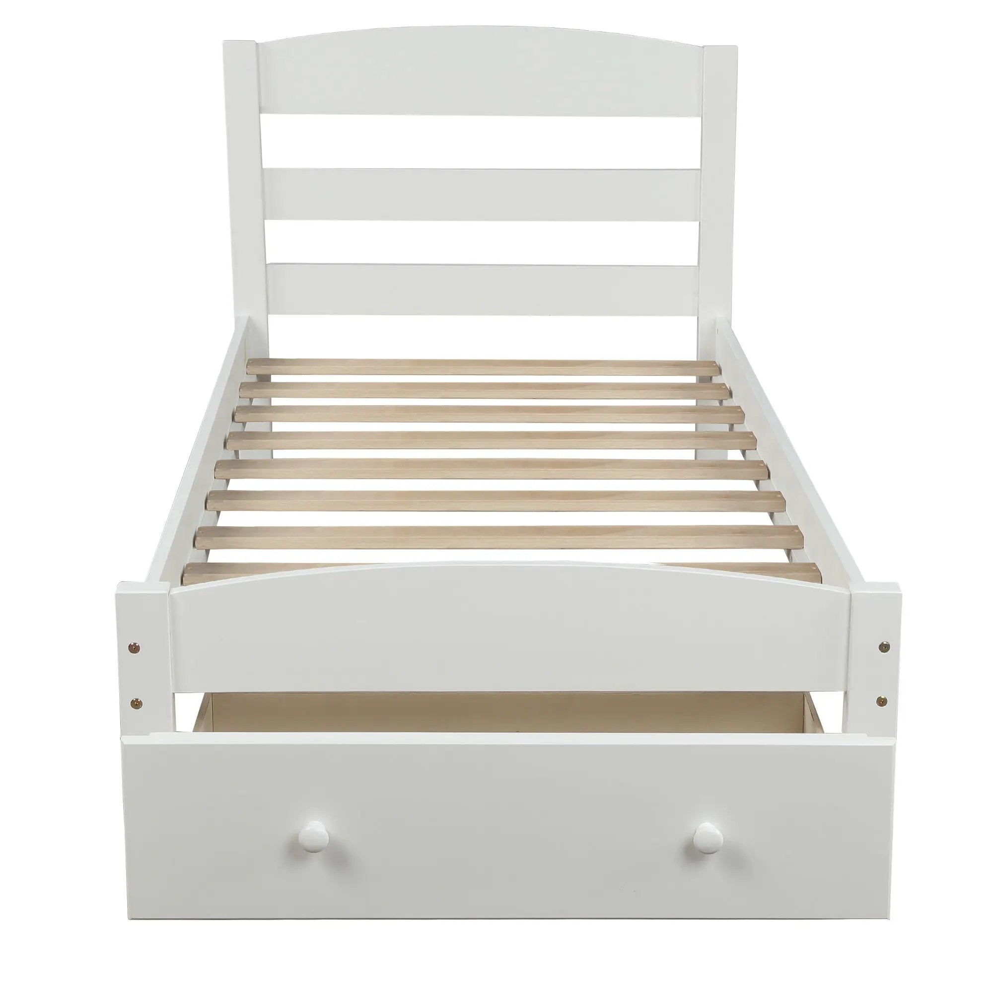 Platform Bed Frame With Storage Drawer And Wood Slat Support No Box Spring Needed by HouseOfZazla