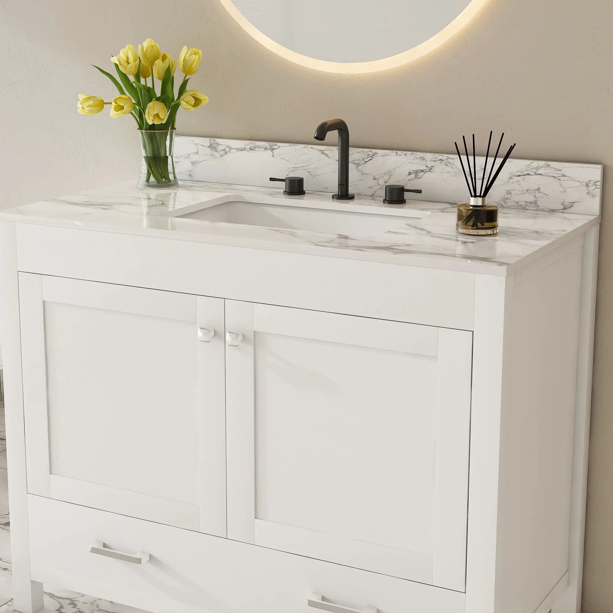 43" Bathroom Vanity Multi Functional Cabinet - White by HouseOfZazla