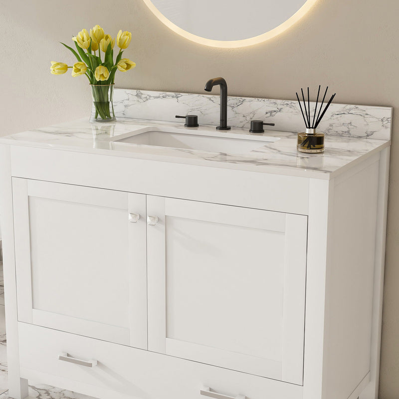 43" Bathroom Vanity Multi Functional Cabinet - White by HouseOfZazla