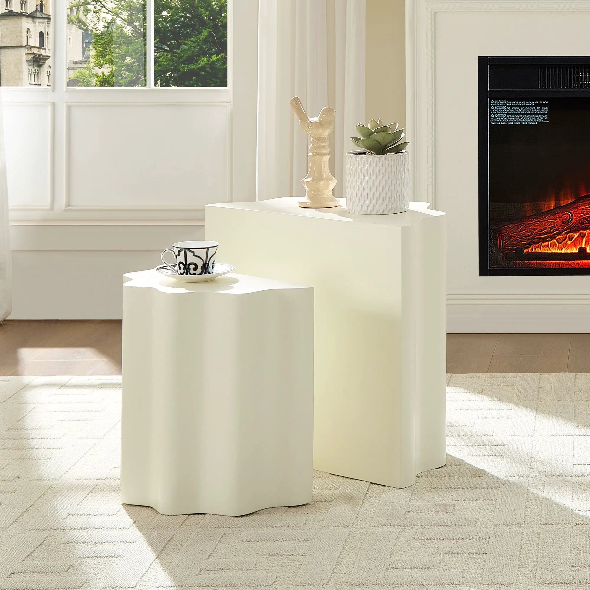 2PCS Set Side Table - Wavy Edges Design by HouseOfZazla