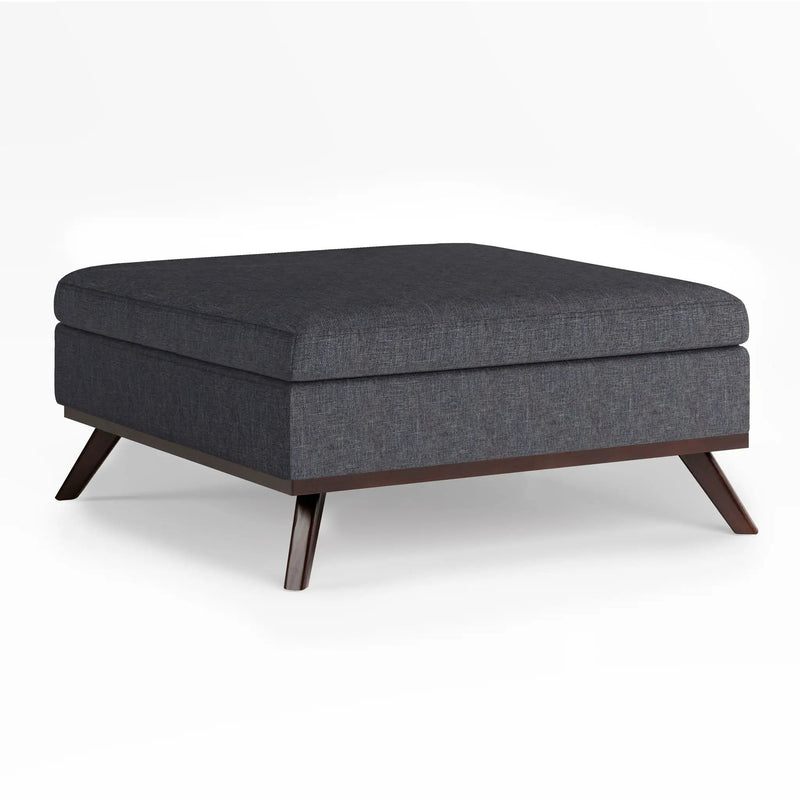 Owen - Square Coffee Table Storage Ottoman - Slate Gray by HouseOfZazla