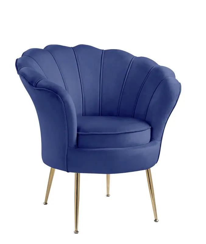 Angelina - Scalloped Back Barrel Accent Chair With Metal Legs by HouseOfZazla