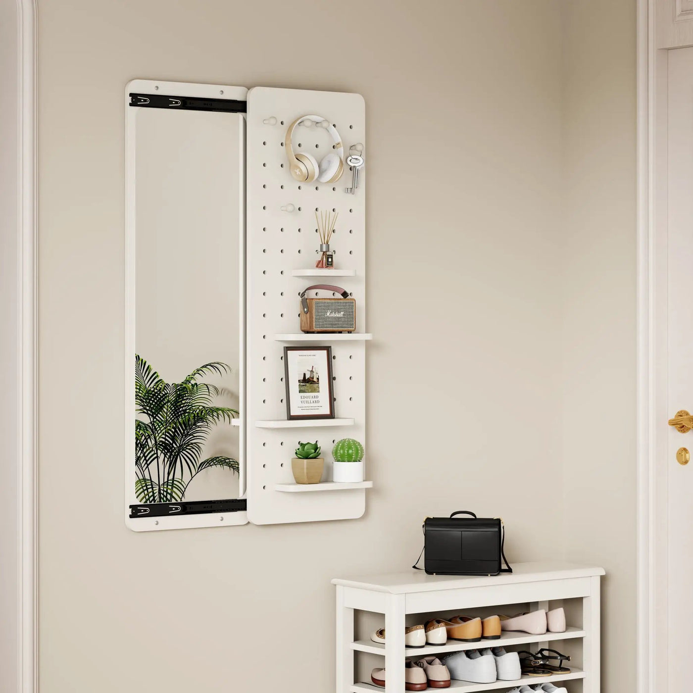 Wall Mounted Full Length Mirror With Shelf And Hook by Unique Piece Furniture