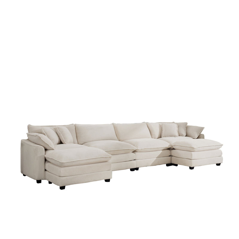 Modern Oversized Modular Cushion Sofa With Ottoman, Low Back, Deep Seating Sofa Set by Unique Piece Furniture
