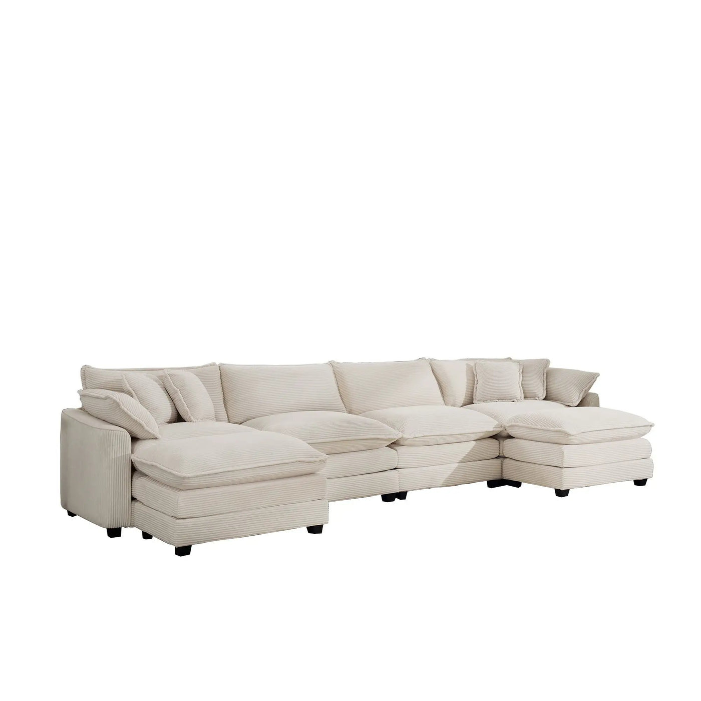 Modern Oversized Modular Cushion Sofa With Ottoman, Low Back, Deep Seating Sofa Set by Unique Piece Furniture