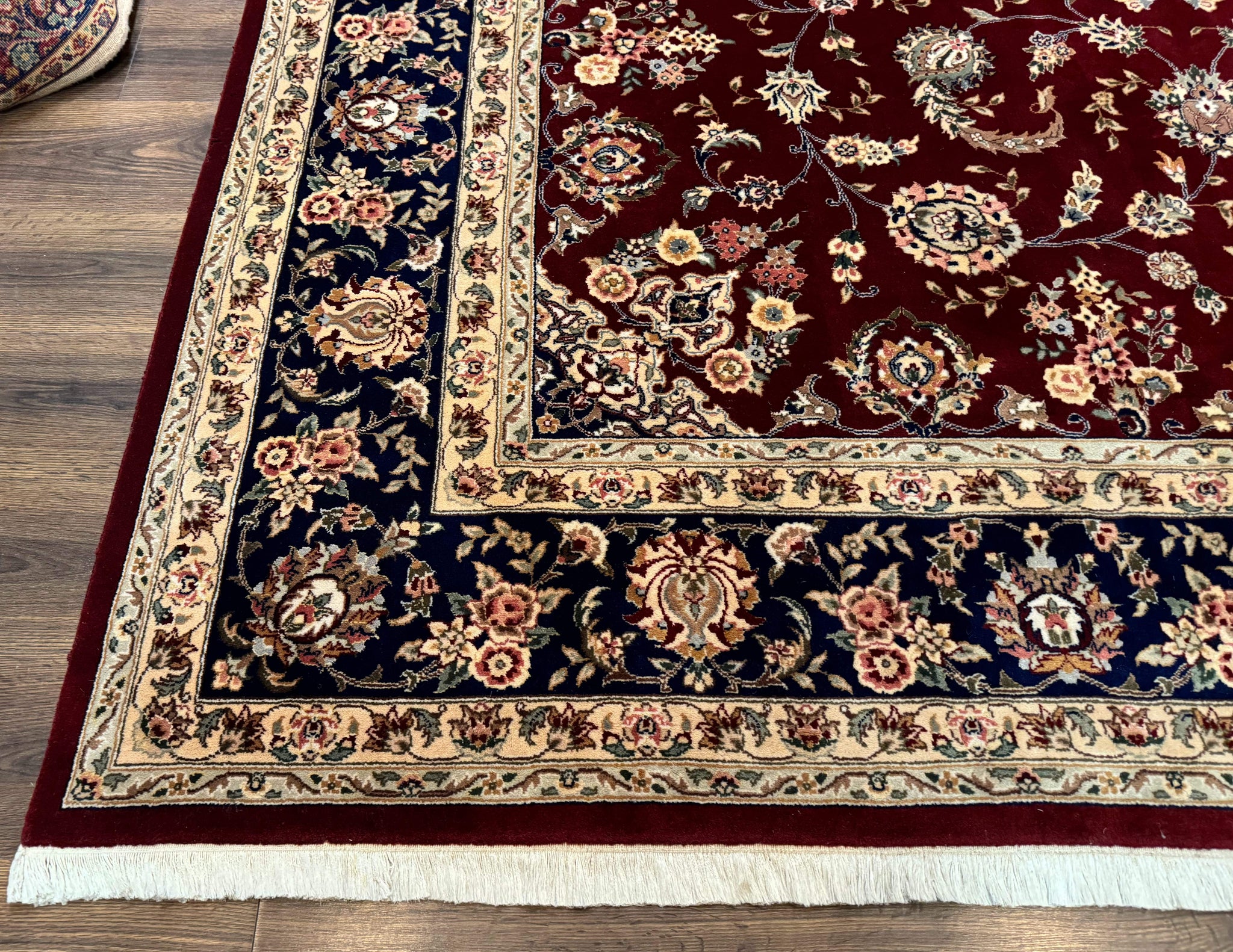 Sino Persian Rug 9x11, Burgundy and Navy Blue, Fine 200 KPSI, Floral Allover by Jewel Rugs