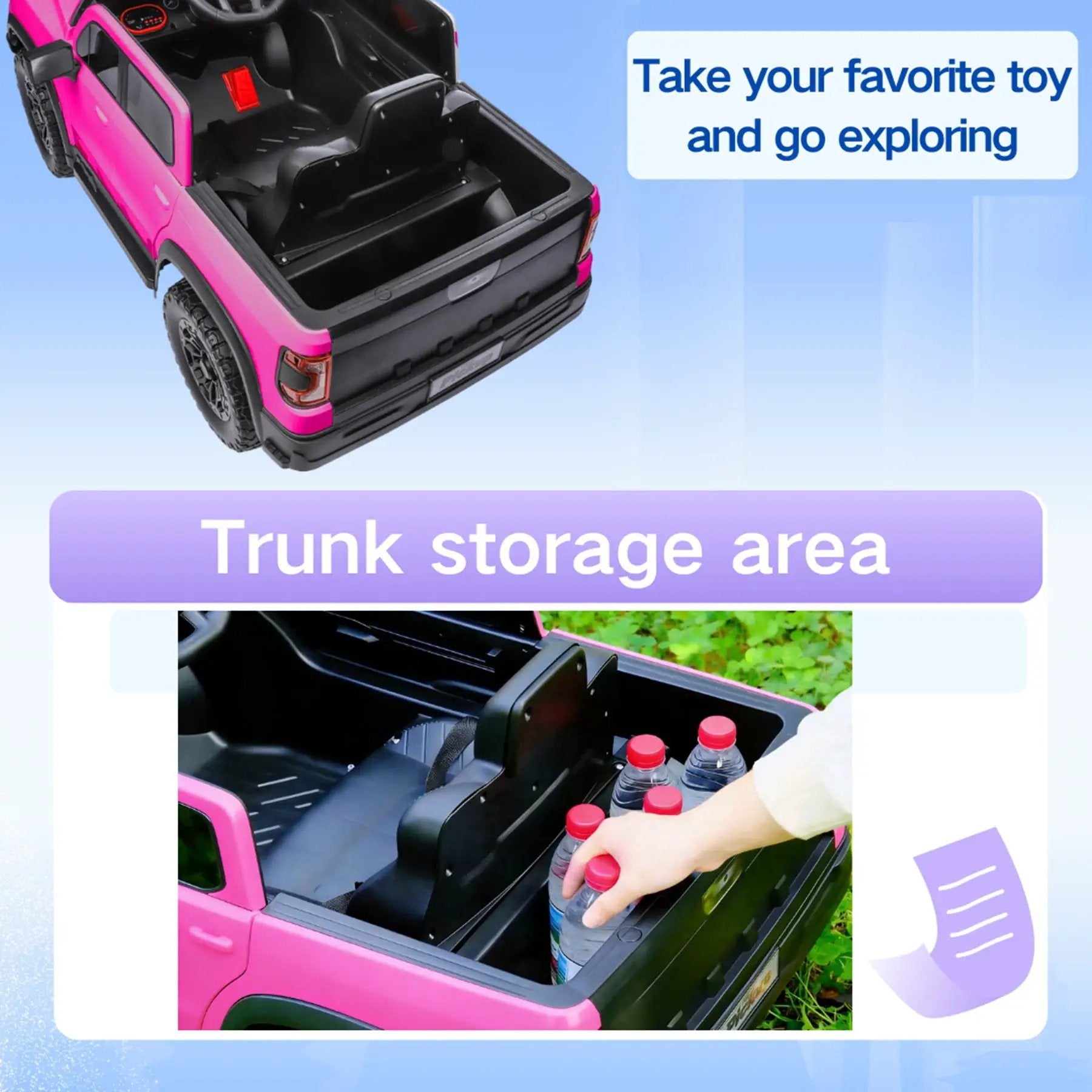 12V Kids Ride On Car With Remote Control, 4 Wheel Shock Absorption, Multifunctional Music Player Perfect Gift For Toddlers - Pink by HouseOfZazla