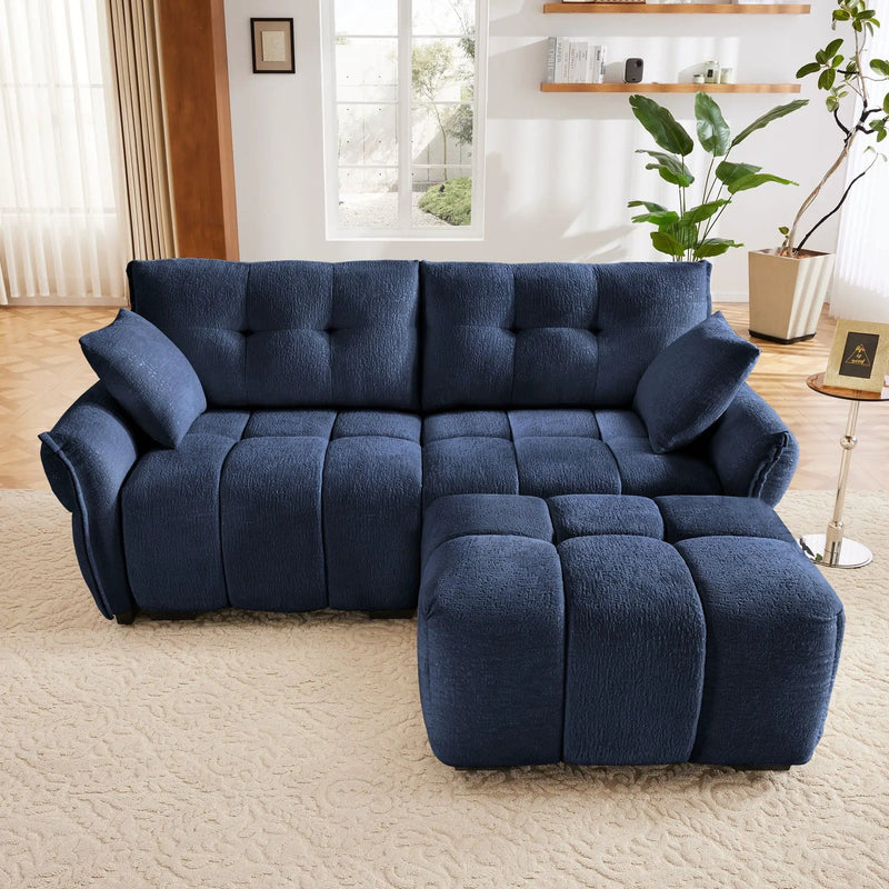 Sofa Set With Ottoman And Pillows, Textured, High Resilience Cushions by HouseOfZazla