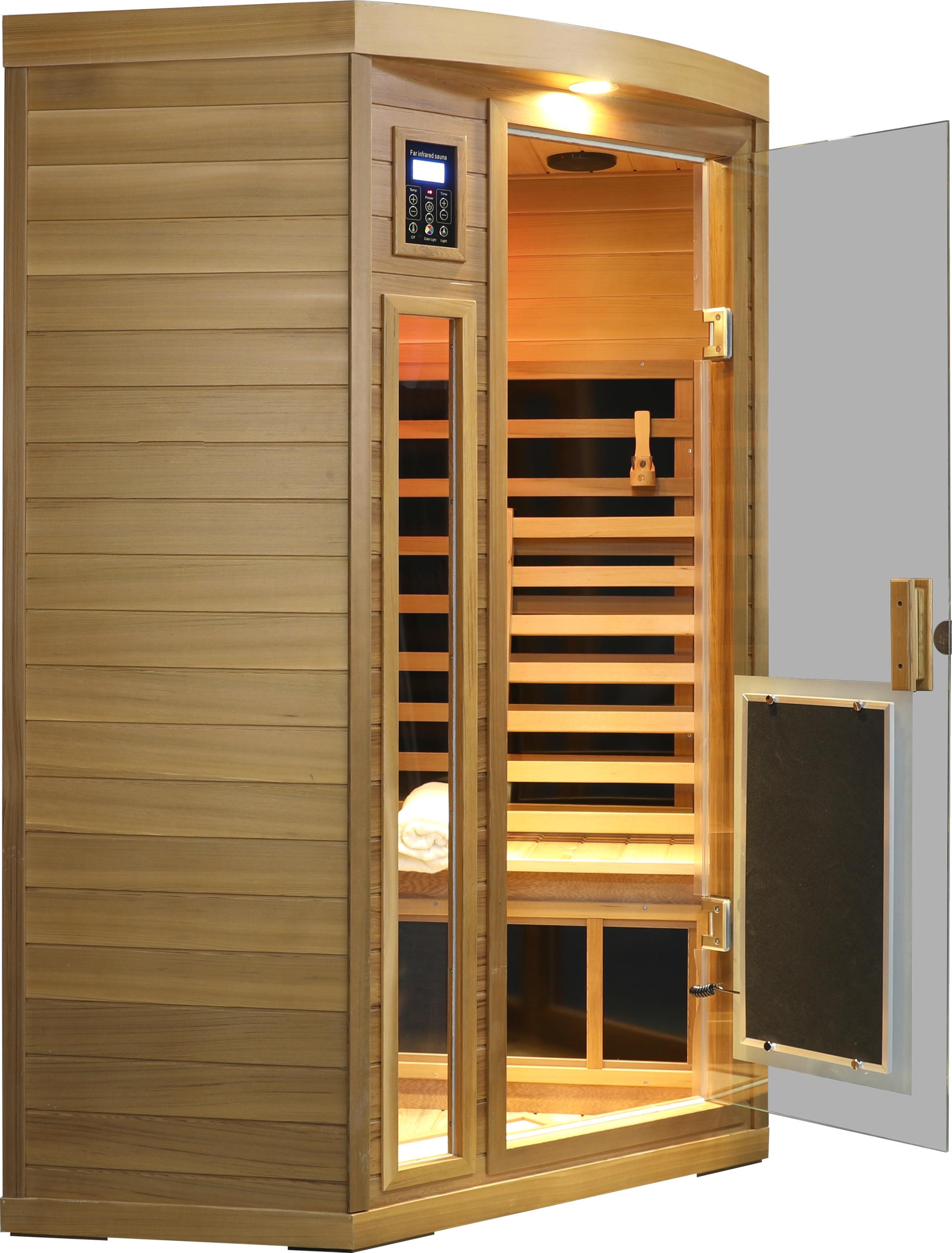 Low EMF Two person Far-infrared Red cedar Deluxe indoor pentagonal sauna room by HouseOfZazla