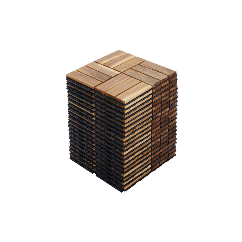 Interlocking Deck Tiles Checker Pattern, Square Acacia Hardwood Outdoor Flooring For Patio, Bancony, Pool Side by HouseOfZazla