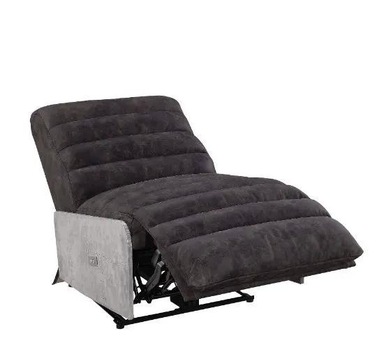 Okzuil - Power Motion Recliner - Two Tone Gray Top Grain Leather & Aluminum by Unique Piece Furniture