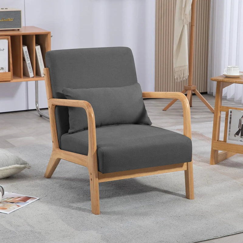 Leisure Chair With Solid Wood Armrest And Feet, Mid-Century Modern Accent Sofa, 1 Seat by Unique Piece Furniture