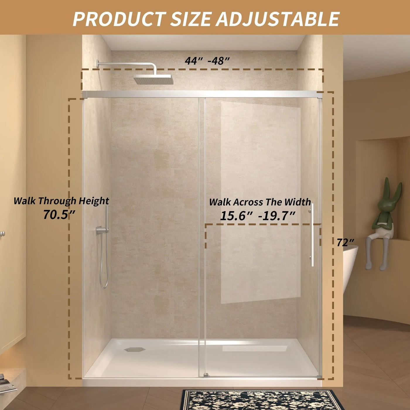Frameless Single Sliding Shower Door With Handle by HouseOfZazla