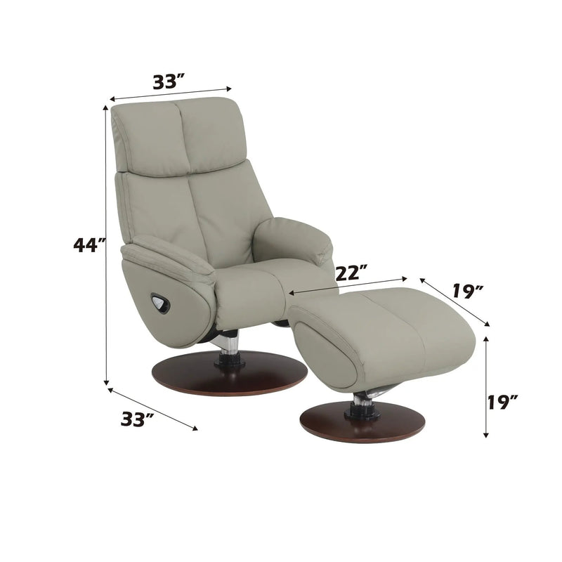 Kandoro Top Grain Leather Accent Chair With Swivel & Ottoman - Gray by HouseOfZazla