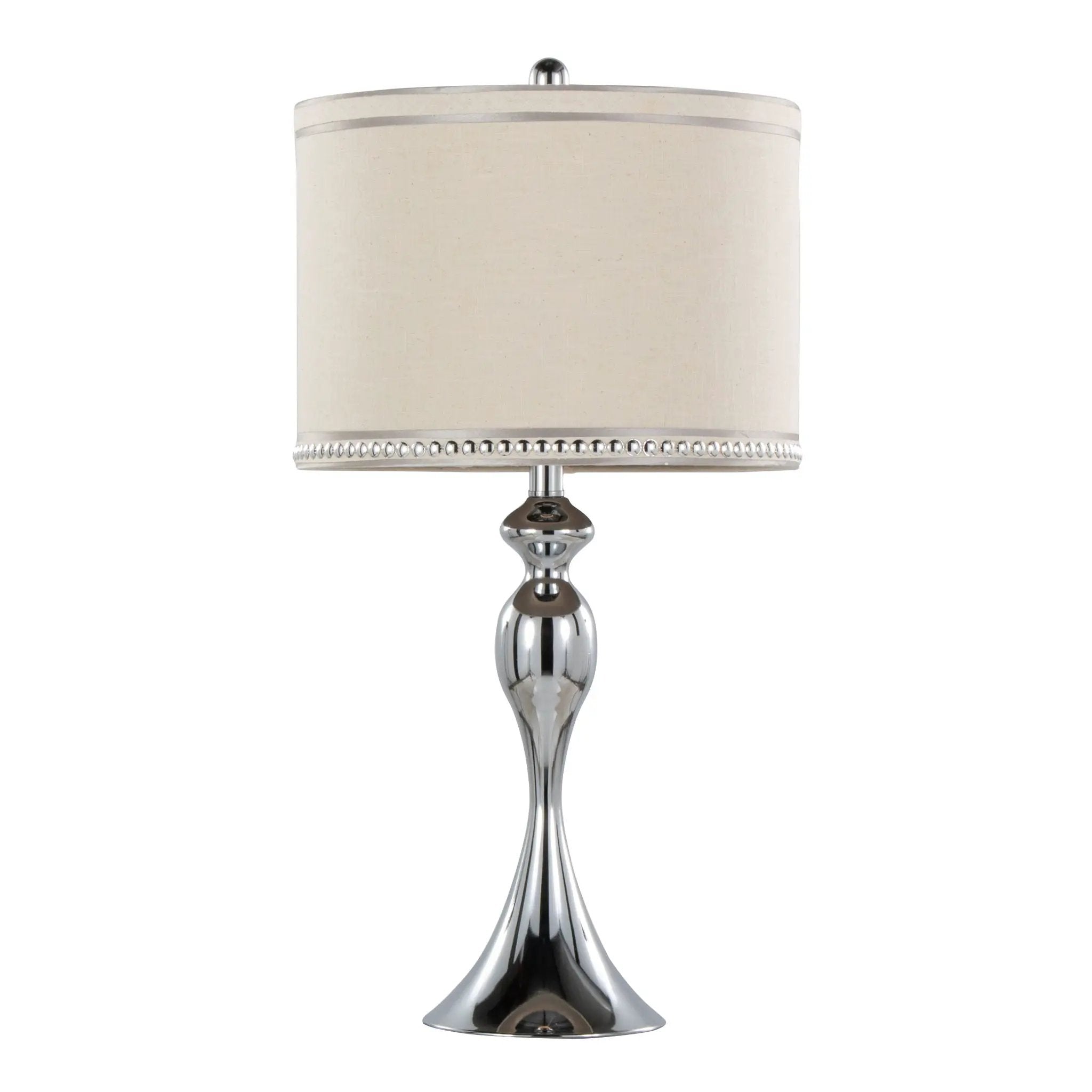 Ashland - Contemporary Table Lamp With Trim (Set of 2) - Polished Chrome / Cream by HouseOfZazla