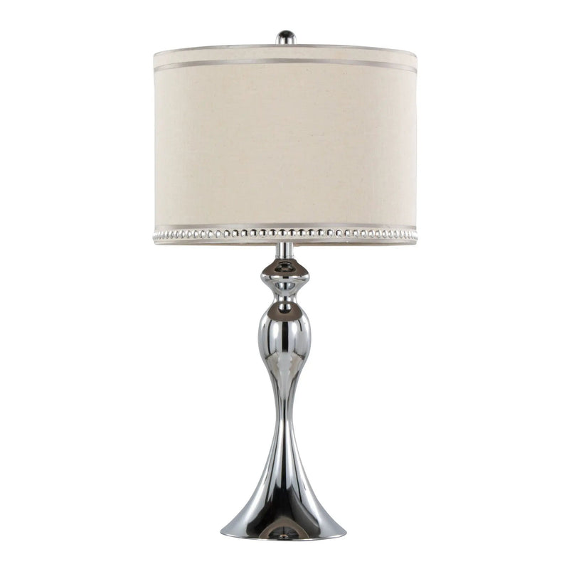 Ashland - Contemporary Table Lamp With Trim (Set of 2) - Polished Chrome / Cream by HouseOfZazla