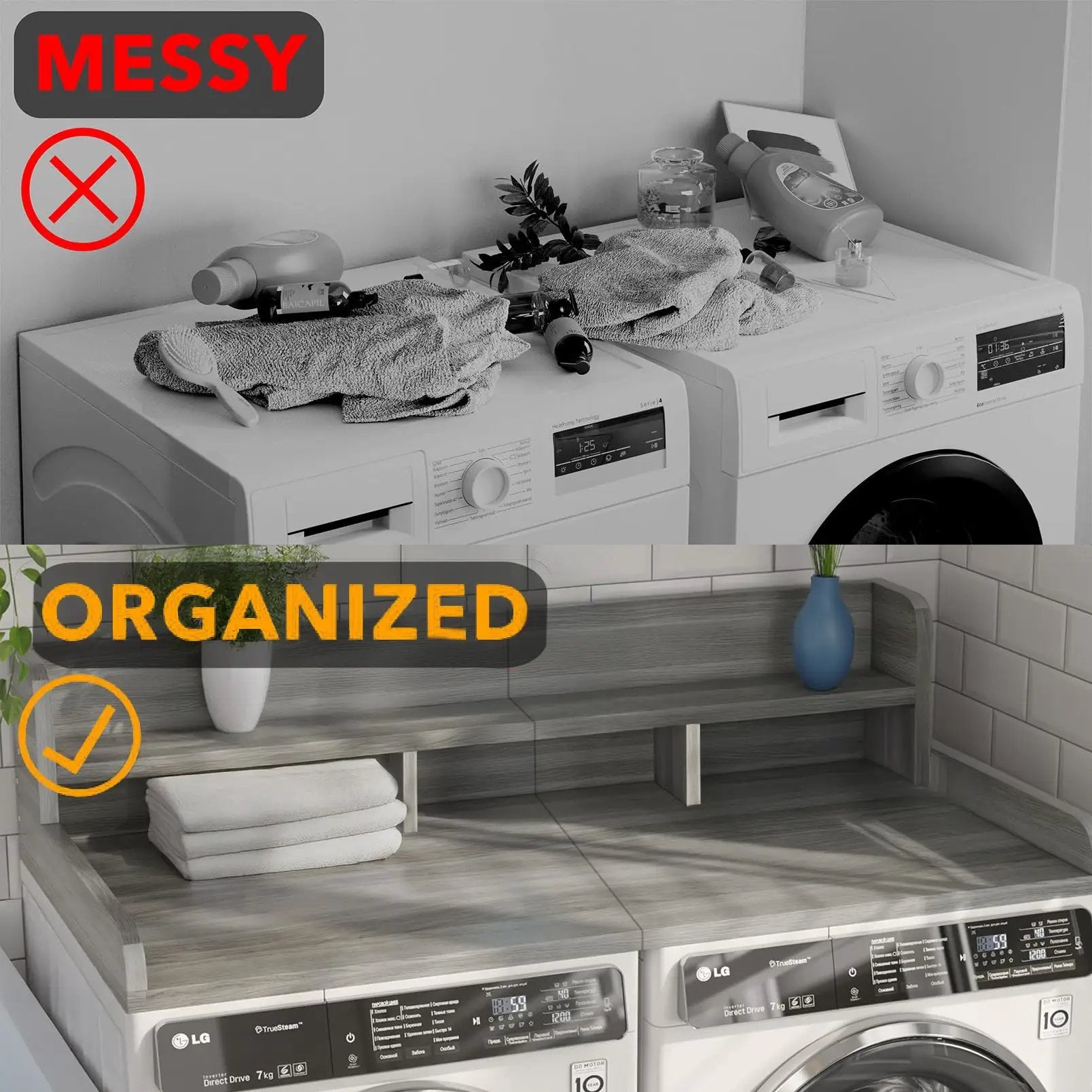 Washer Dryer Countertop with Non-slip Pads by HouseOfZazla