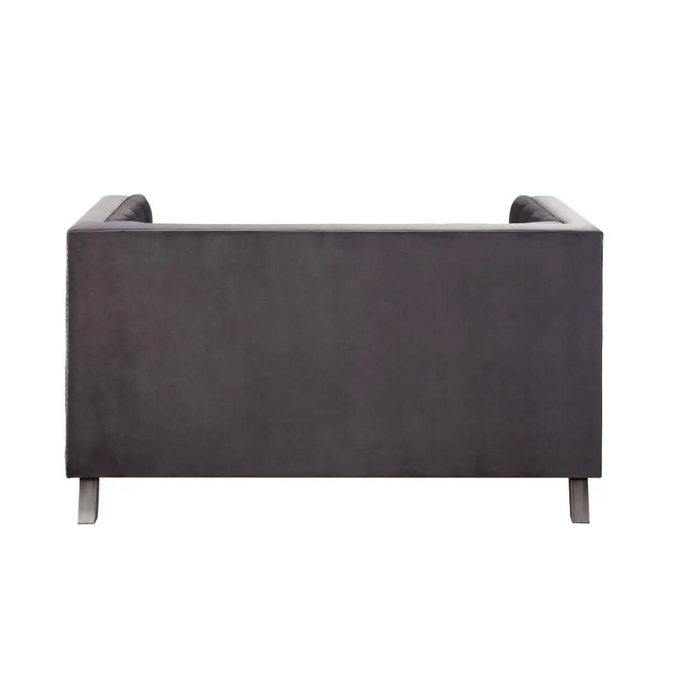 Hegio - Loveseat With 2 Pillows - Gray Velvet by Unique Piece Furniture