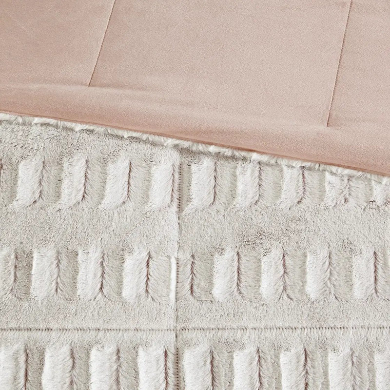 Full/Queen Back Print Long Fur Comforter Mini Set by HouseOfZazla