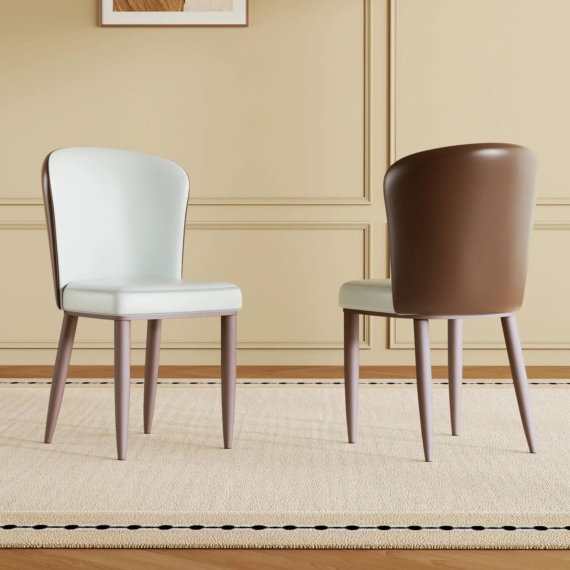 Dining Chair With Carbon Steel Legs, Comfortable Seating, (Set of 2) - White by HouseOfZazla
