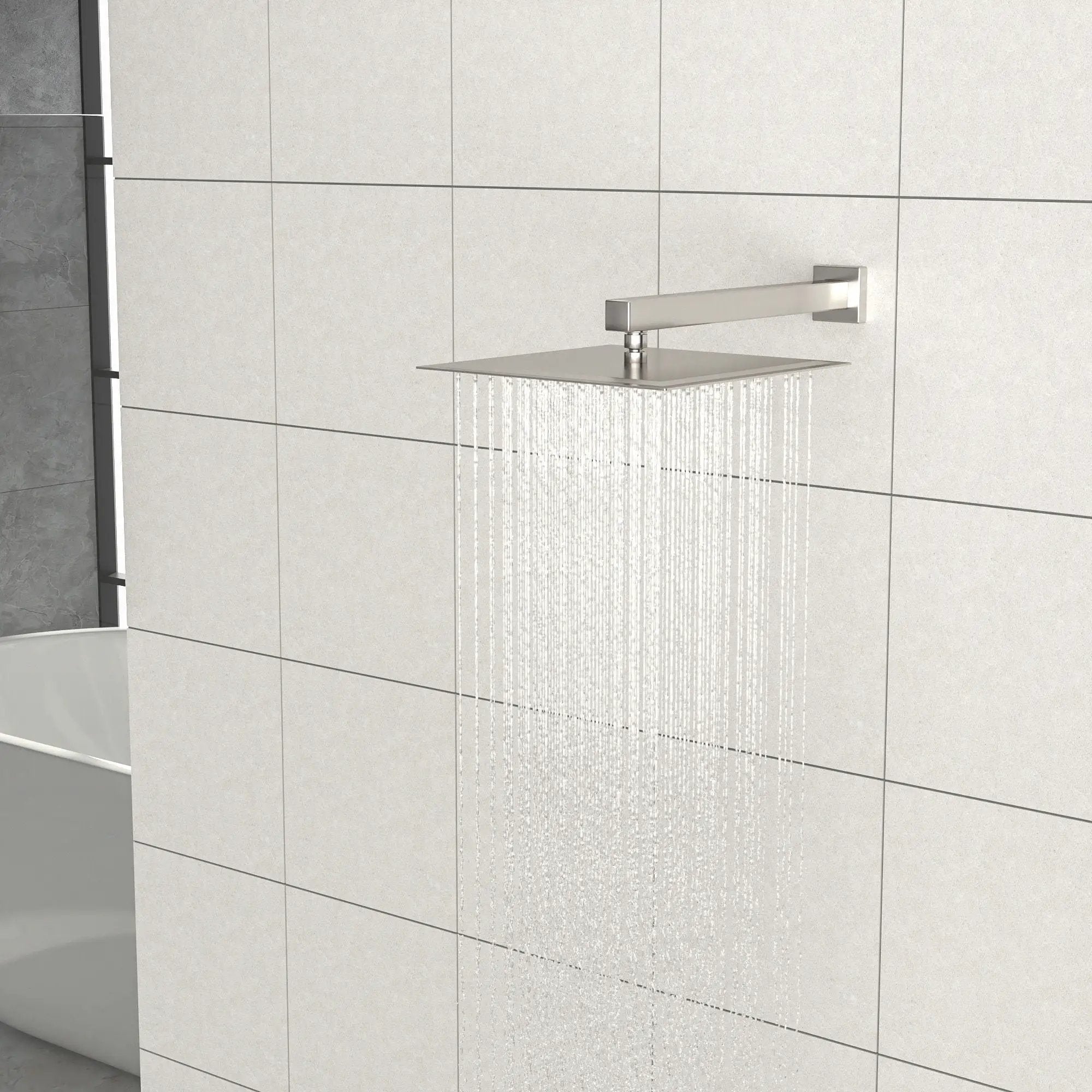 16" Square Rainfall Shower Head Fixed Wall Mount With Full Body Coverage & Self Cleaning Silicone Nozzles by HouseOfZazla