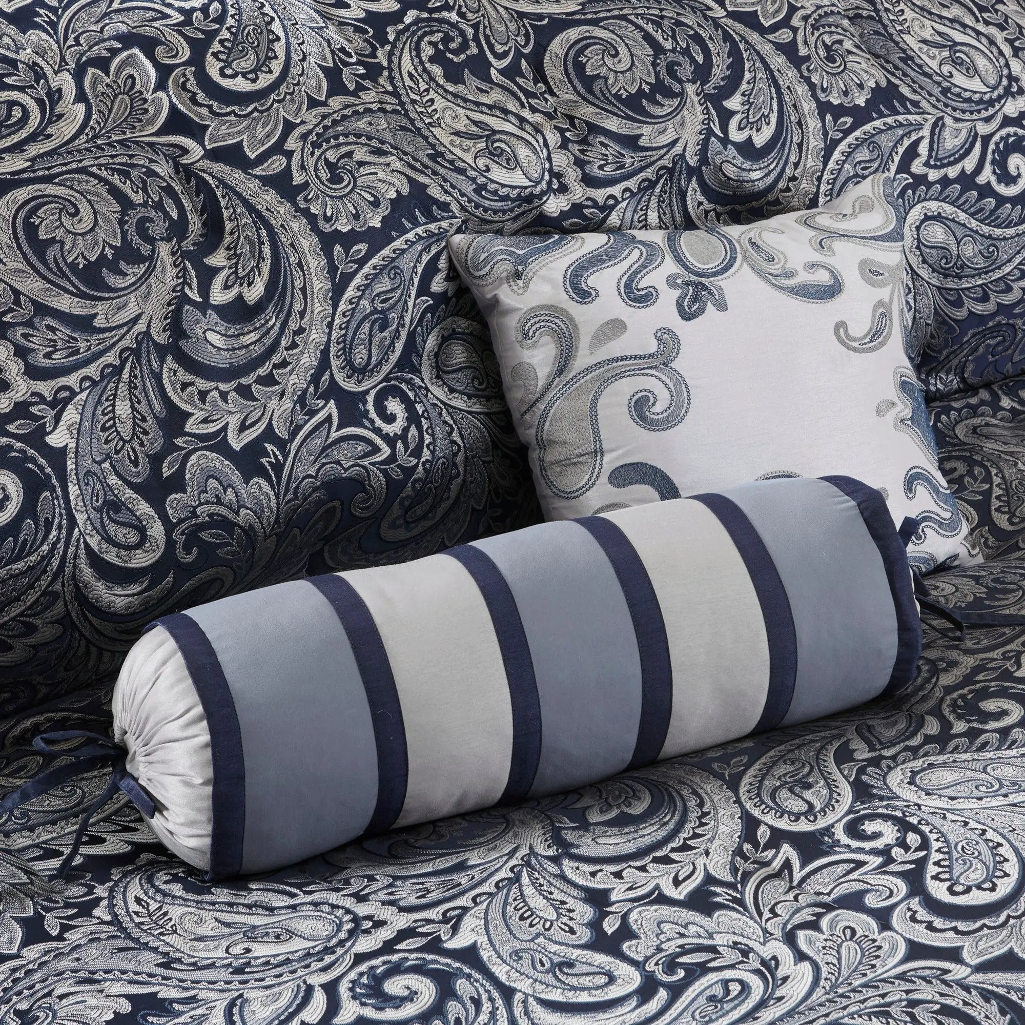 12 Piece Comforter Set with Cotton Bed Sheets Navy King by HouseOfZazla