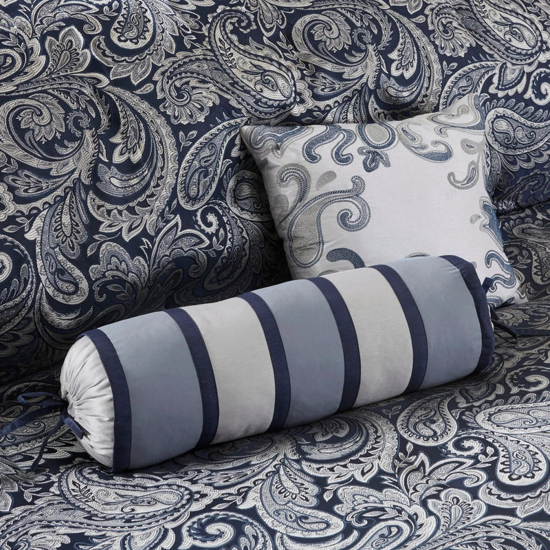 12 Piece Comforter Set with Cotton Bed Sheets Navy King by HouseOfZazla