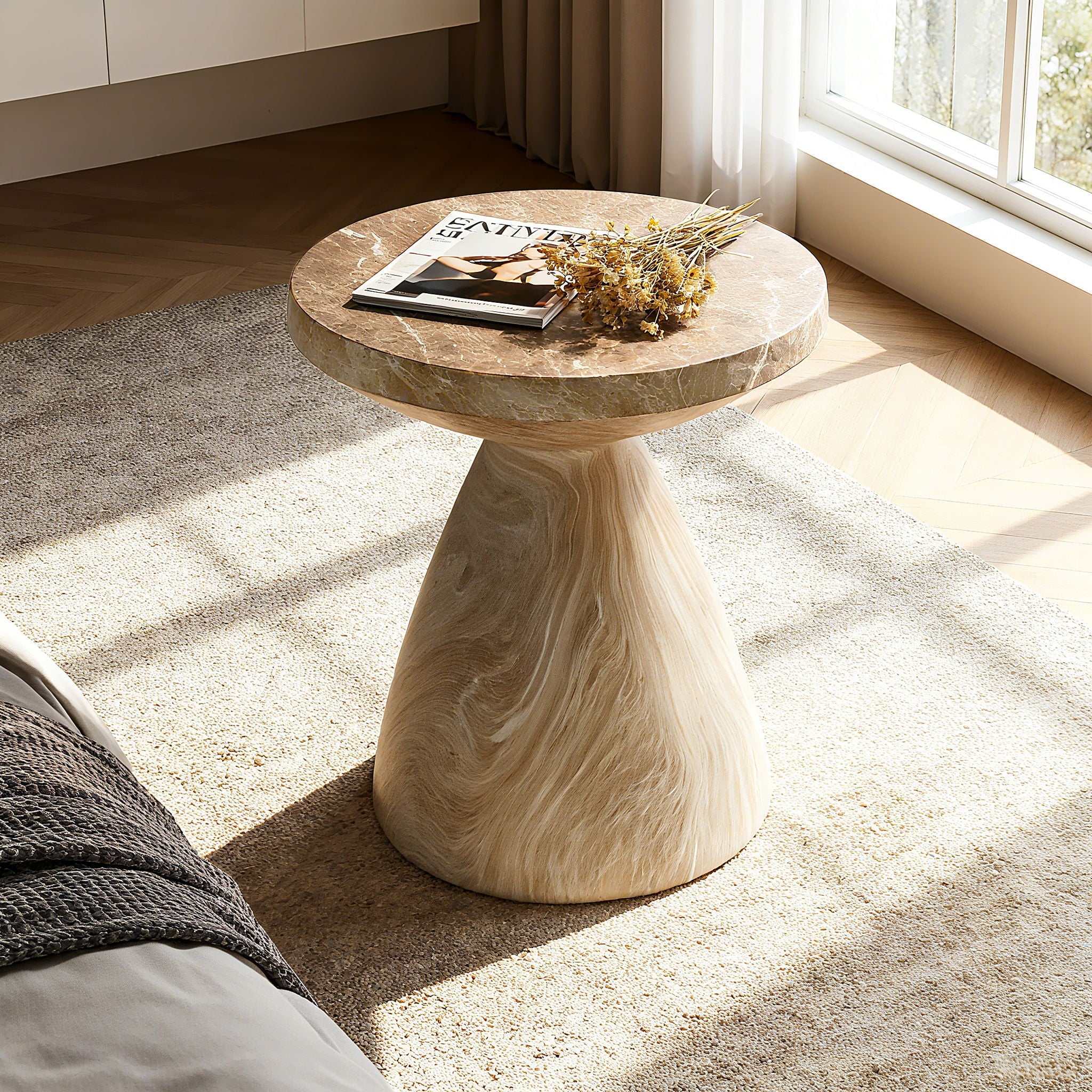 Outdoor Geometric End Table - Marble by Unique Piece Furniture