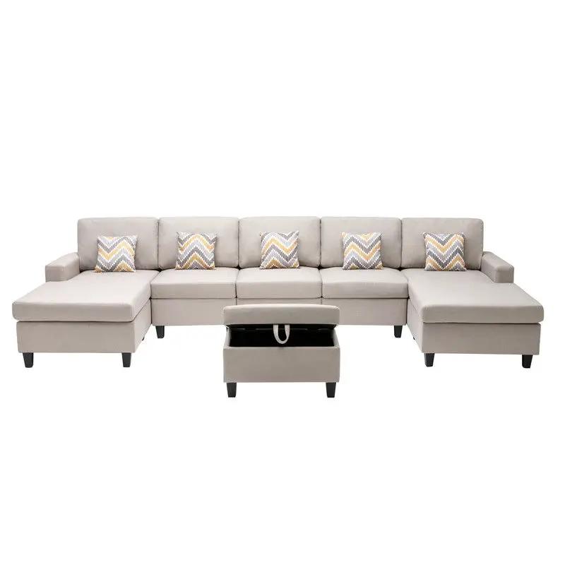 Nolan - Fabric 6 Piece Sectional Sofa With Pillows And Interchangeable Legs by HouseOfZazla