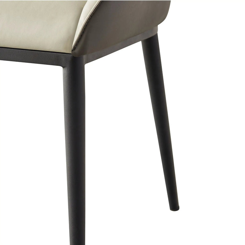 Modern Dining Chair Set Upholstered Seats Steel Metal Legs 2 Tone Contemporary Kitchen Living Room Furniture (Set of 2) - Black / Gray by Unique Piece Furniture