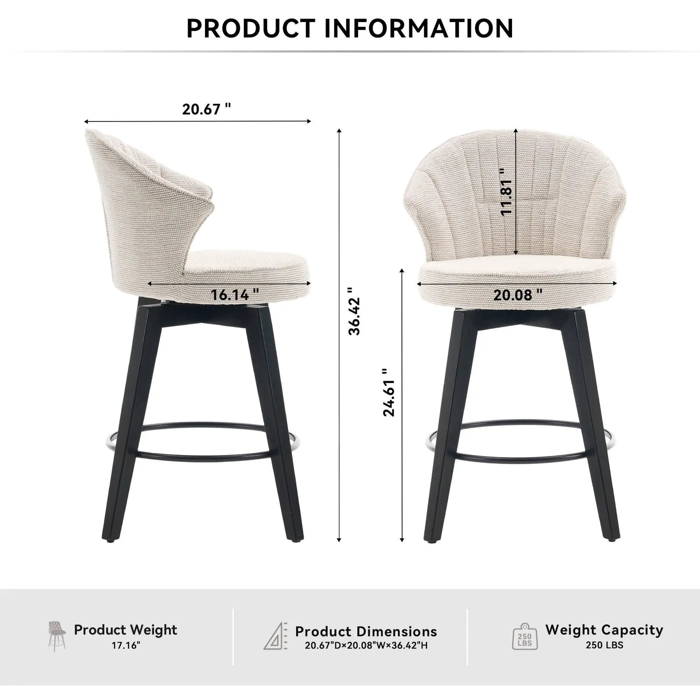 Wing Back Swivel Bar Stools (Set of 2) by Unique Piece Furniture