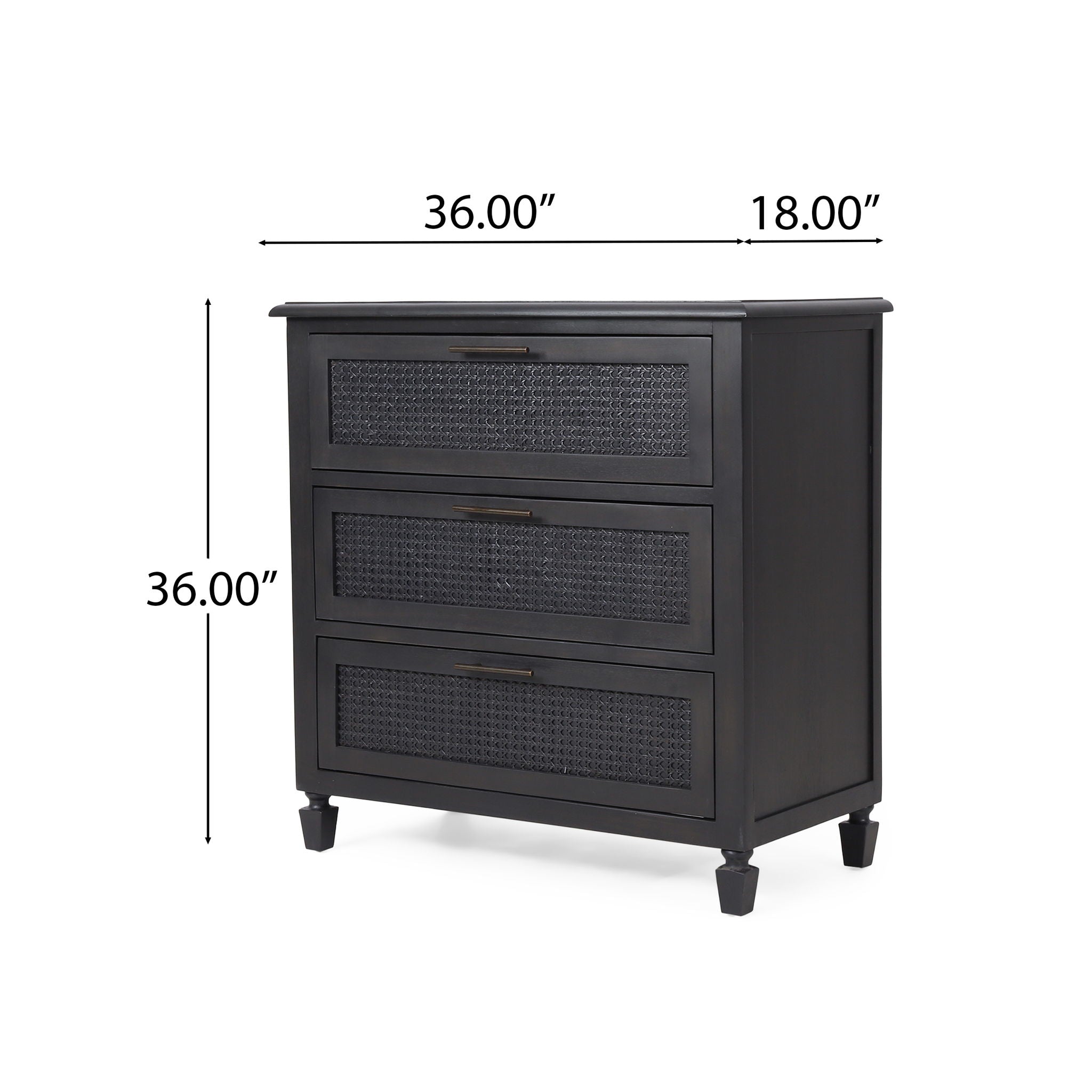 Newell Cane 3 Drawer Dresser - Dark Gray by HouseOfZazla