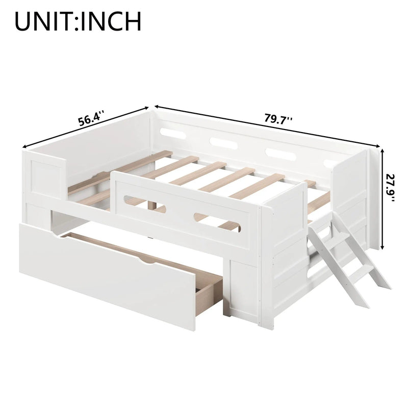 Platform Bed With Guardrail And Drawer by HouseOfZazla