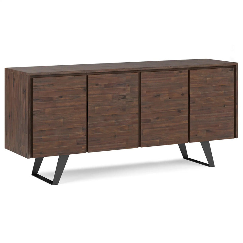 Lowry - Large 4 Door Sideboard Buffet - Distressed Charcoal Brown by HouseOfZazla