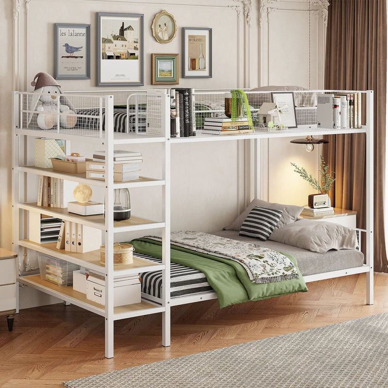 Bunk Bed With 5 Tier Shelves by Unique Piece Furniture