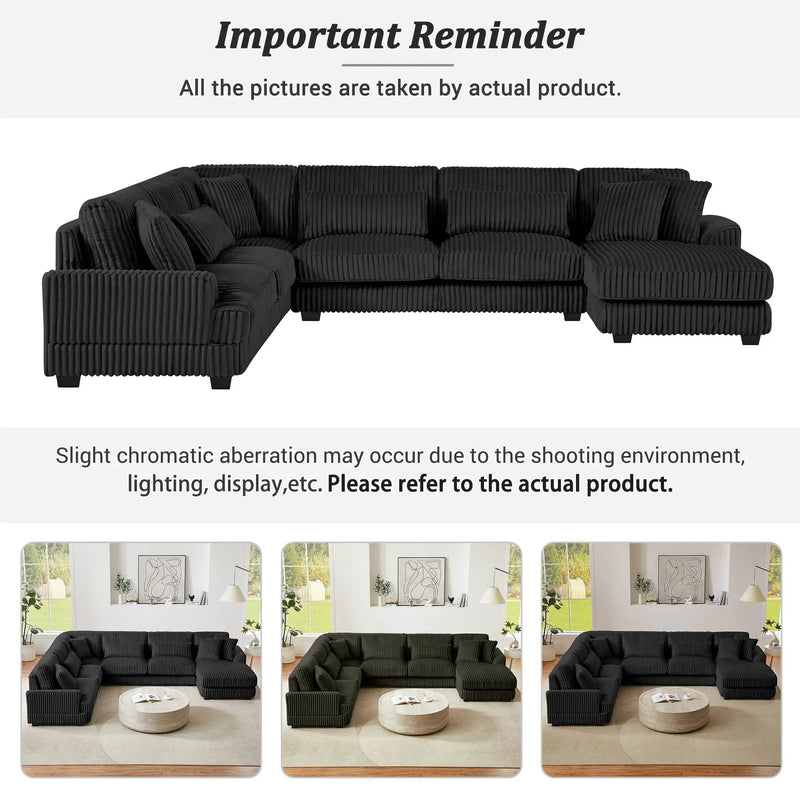 Oversized Sectional Sofa U - Shaped Sofa Couch Modern Sofa Upholstered In Soft With A Chaise Lounge For Living Room by HouseOfZazla