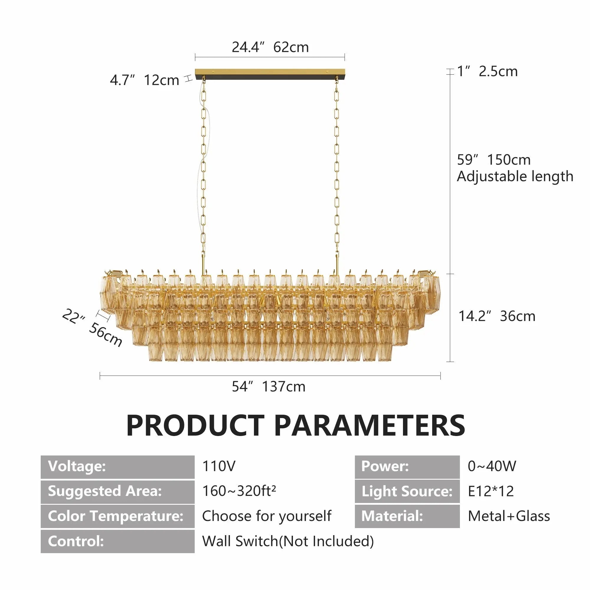Modern Chandeliers for Dining Room, 54" Large Rectangle Gold Kitchen Chandelier Over Table by HouseOfZazla