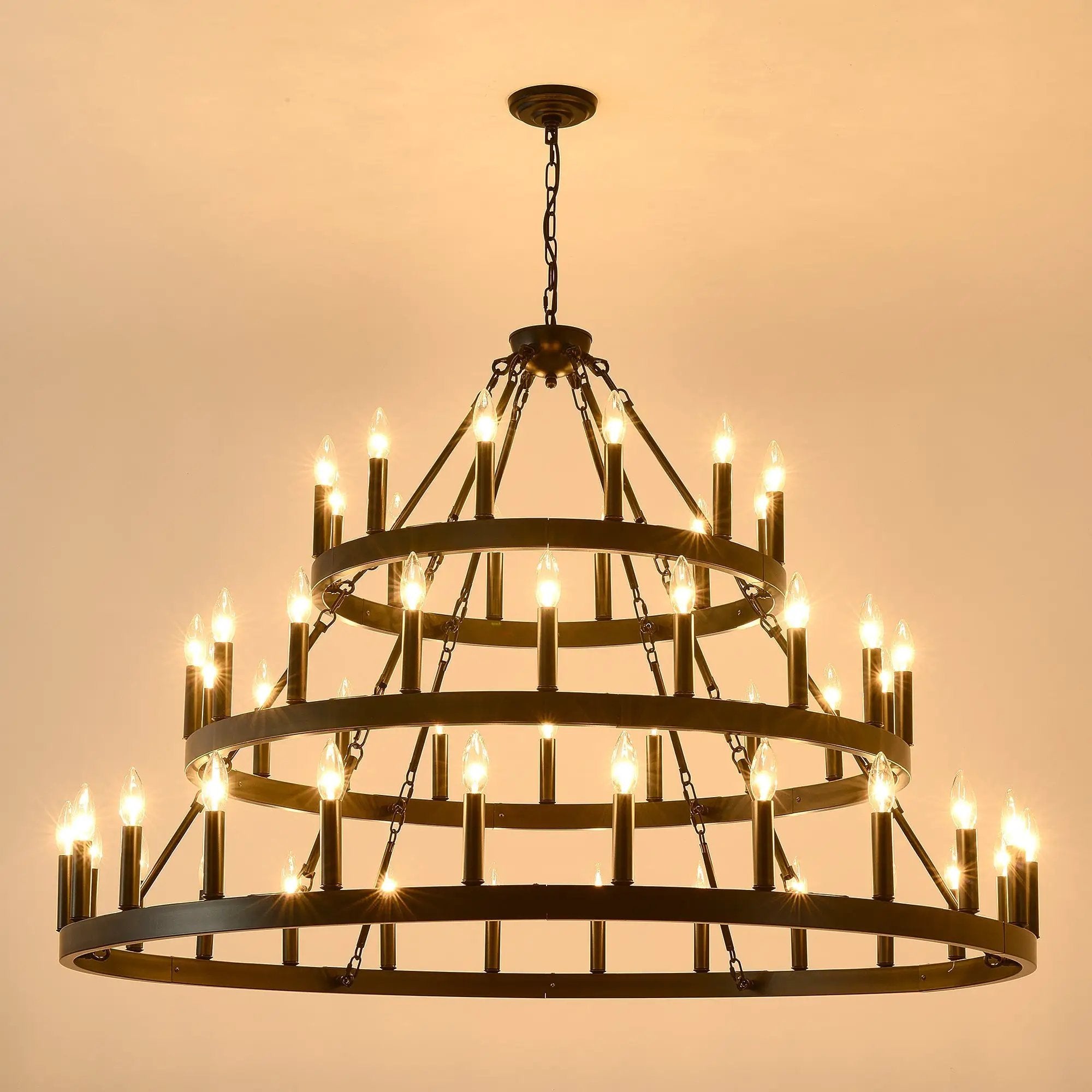 39.37 Inch 3-Tiers Wagon Wheel Chandelier by HouseOfZazla