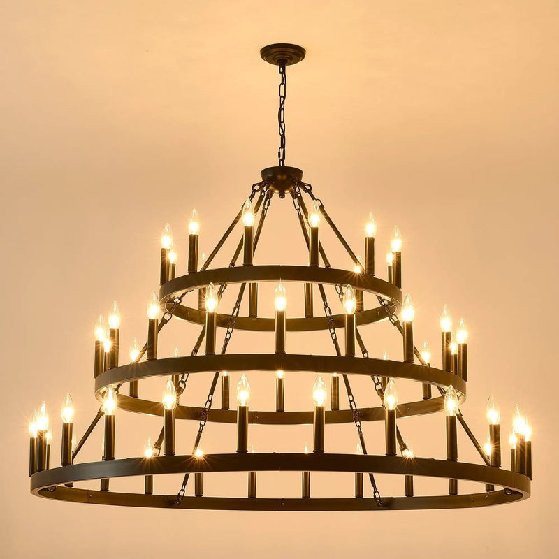 39.37 Inch 3-Tiers Wagon Wheel Chandelier by HouseOfZazla