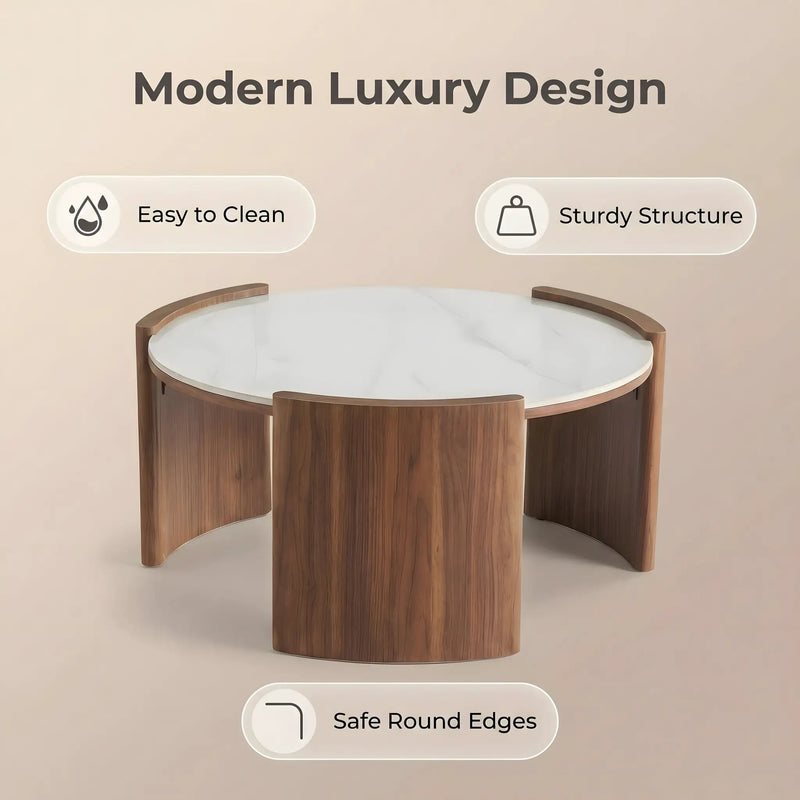 Modern Round Sintered Stone Coffee Table by HouseOfZazla