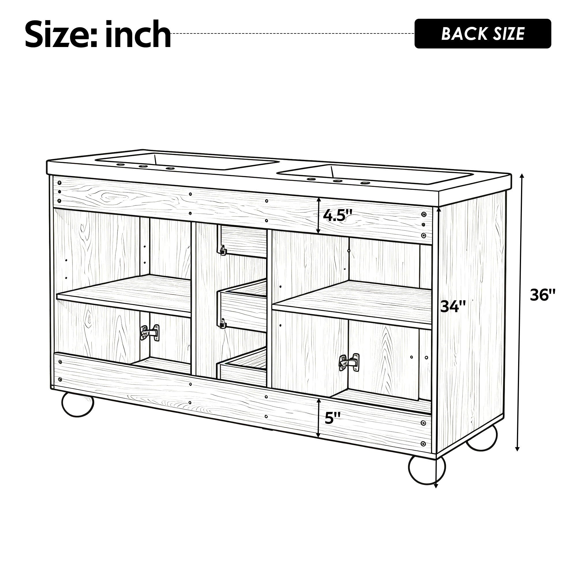 Double Sink Bathroom Vanity With Sinks, Soft Close Doors & 3 Drawers - Wood by HouseOfZazla