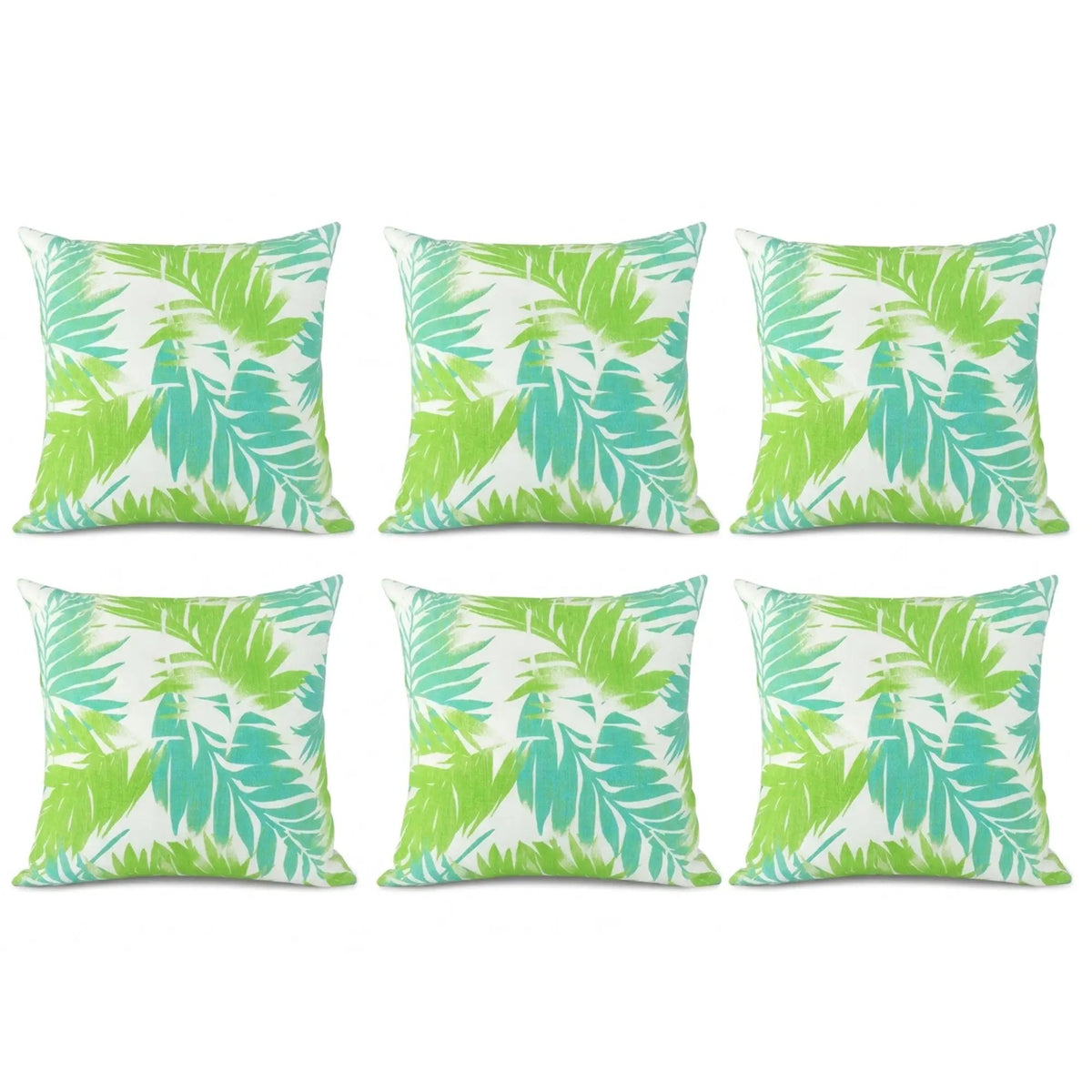 6 Pack Outdoor Pillow Covers - Aqua Tropical Palm by HouseOfZazla