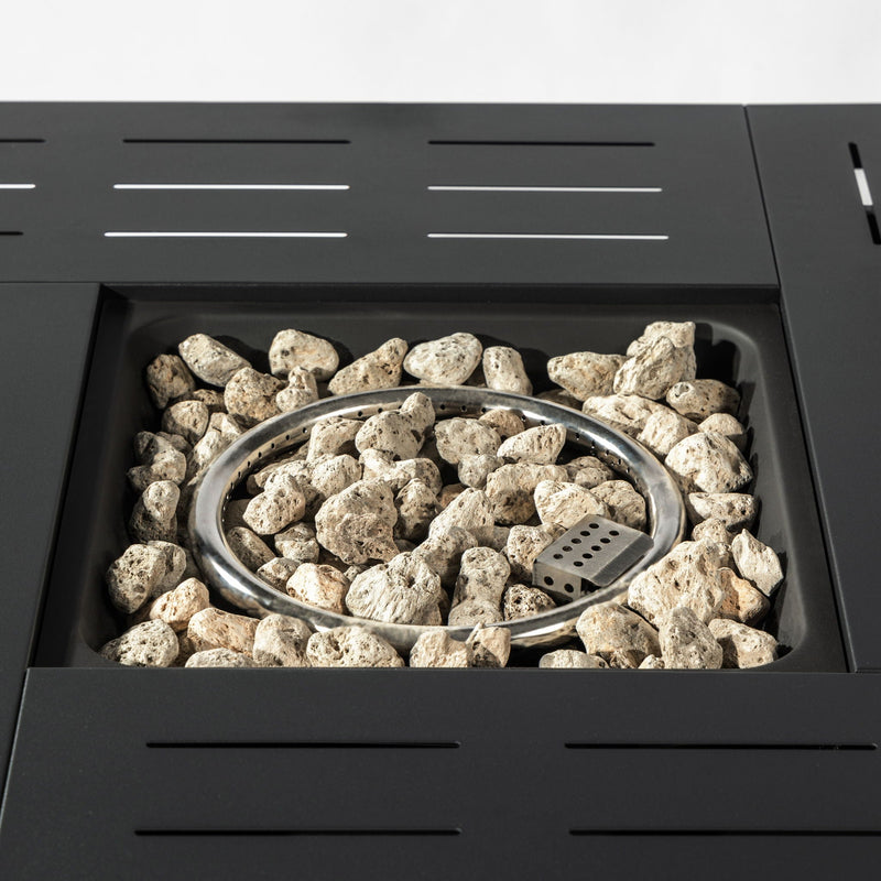 Propane Gas Fire Pit Table, 50000 Btu, Rectangular For Outside - Black by HouseOfZazla