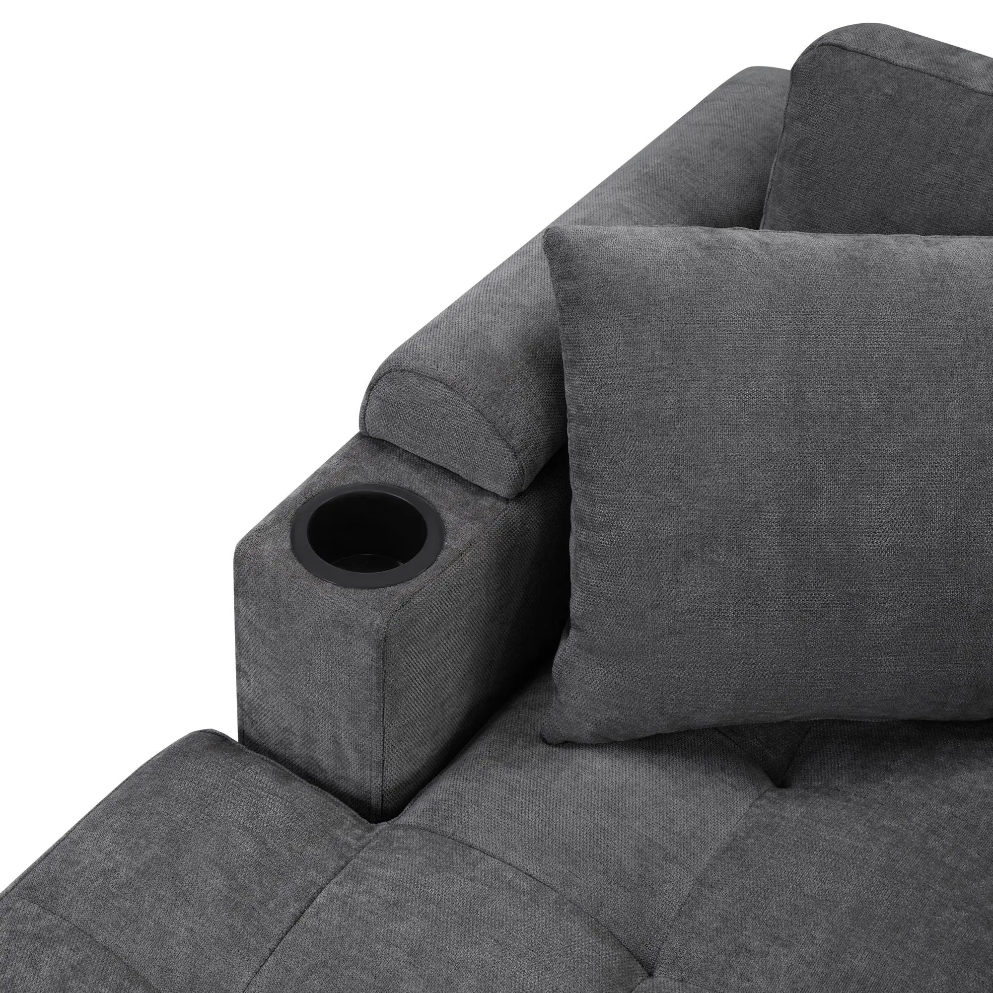 U Shaped Sectional Sofa, Corner Living Room Couch With Built In Cup Holders, Storage, USB Ports by HouseOfZazla