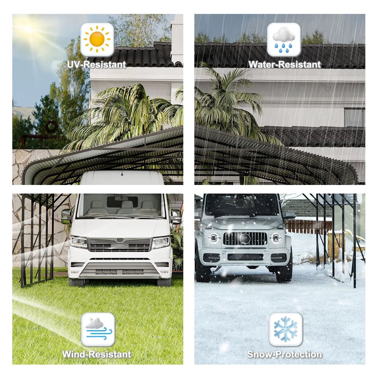 Heavy Duty Carport, All Weather Shelter - Black by HouseOfZazla