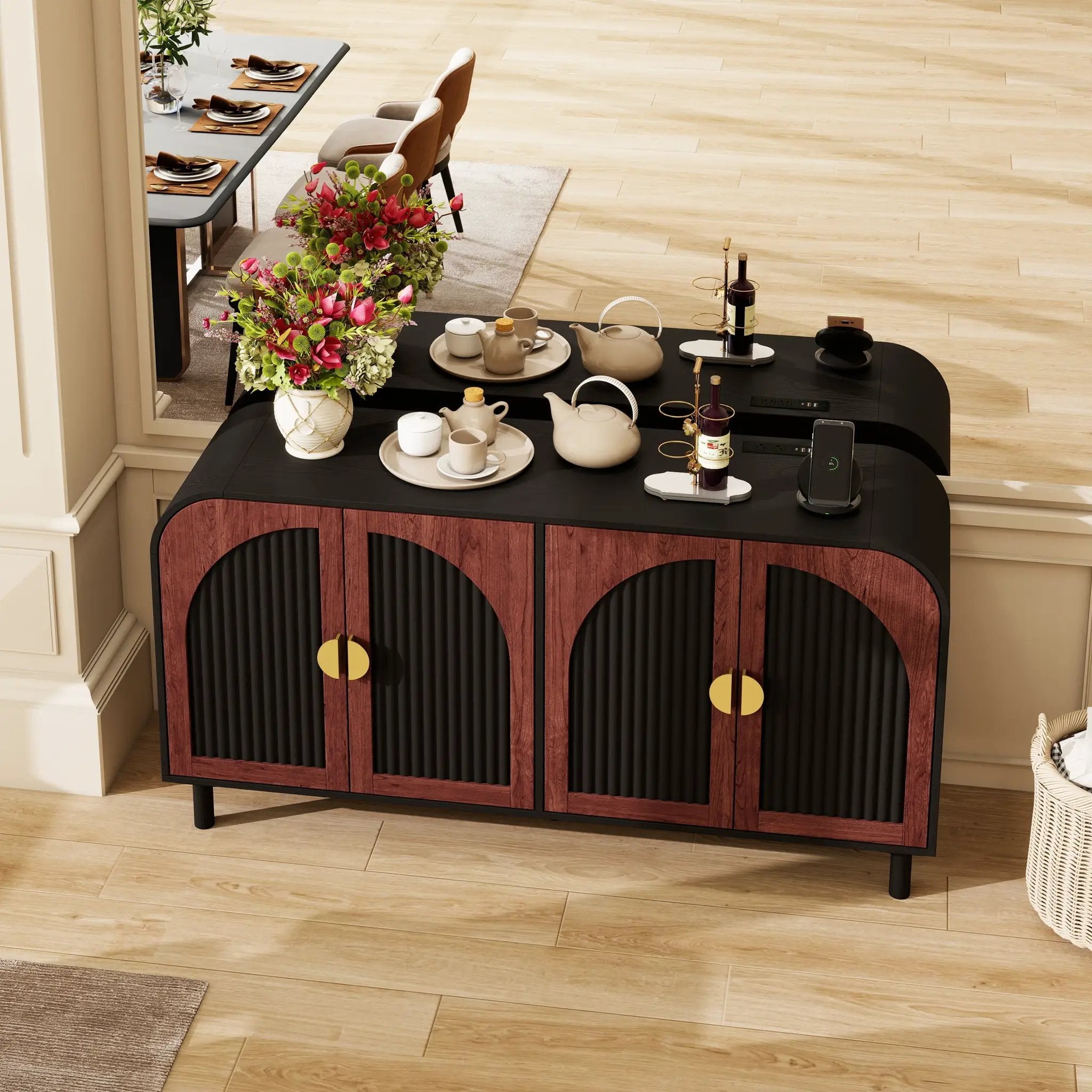 Vintage Arched Sideboard Cabinet with Mid-Century Vintage Style by HouseOfZazla