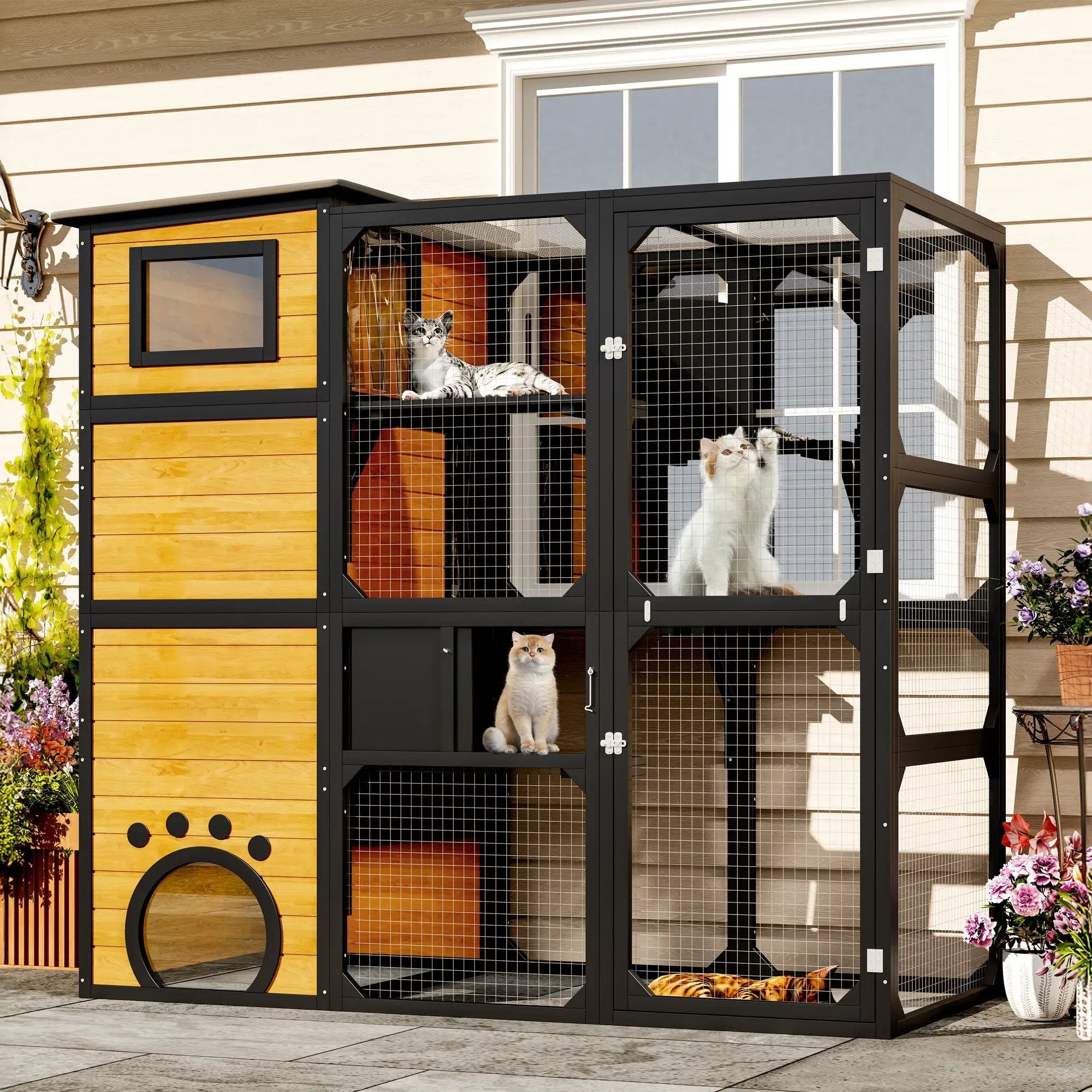GO Large Cat Catio 4 Tiers Cat Enclosure for Outdoor Cats by HouseOfZazla