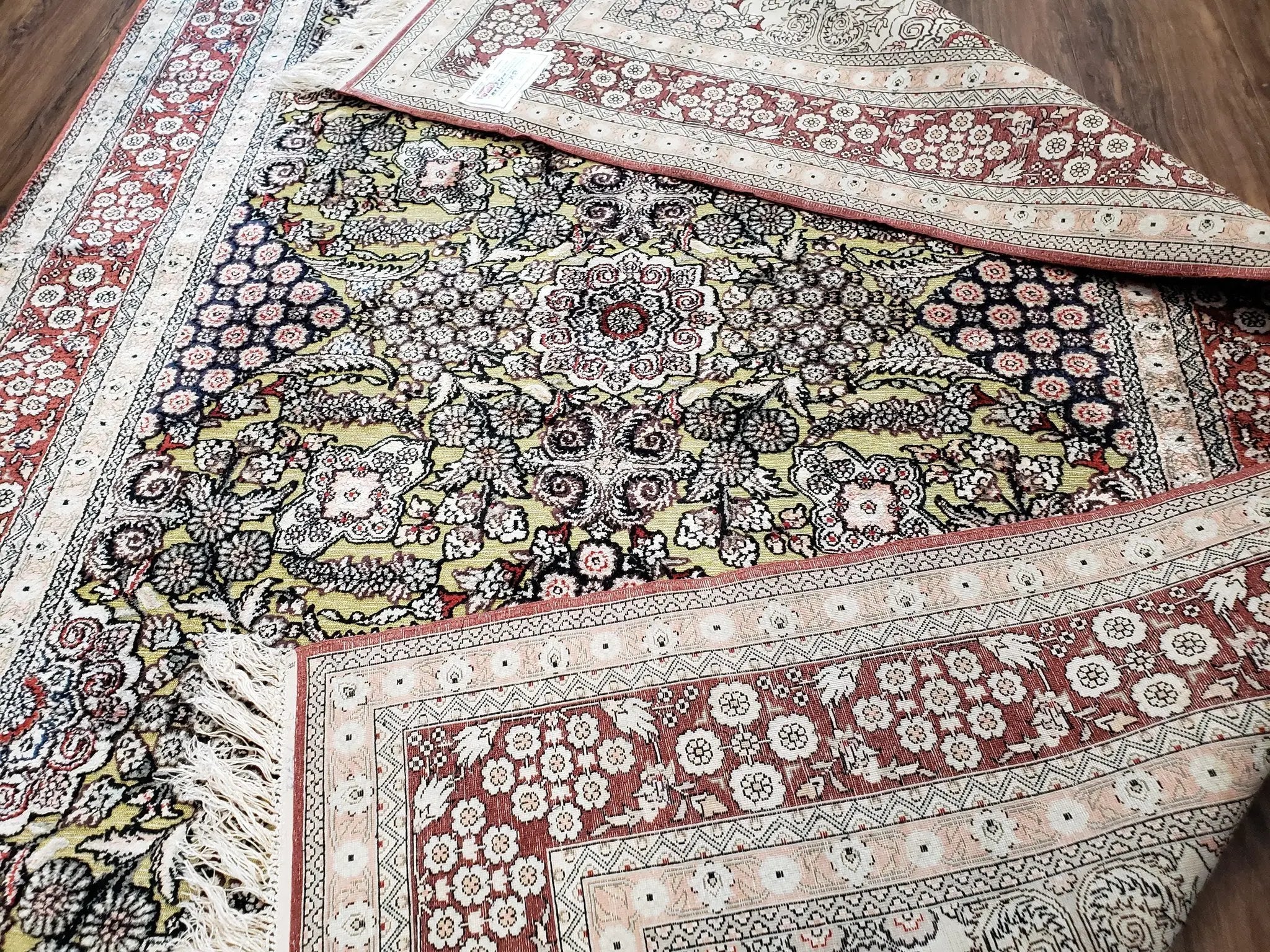 5x8 Indian Kashmiri Silk Rug with Gold Threads by Jewel Rugs