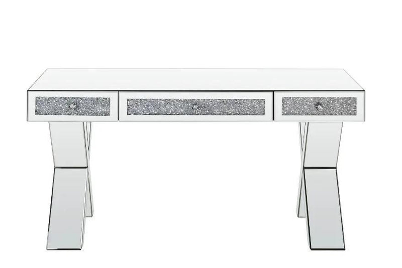 Noralie - 32" Writing Desk - Mirrored & Faux Diamonds by Unique Piece Furniture