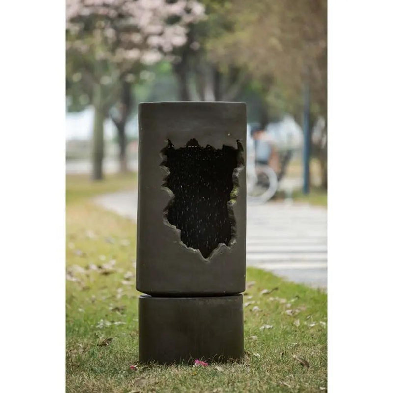Large Outdoor Water Fountain with Light - Contemporary Calming Elegance by HouseOfZazla